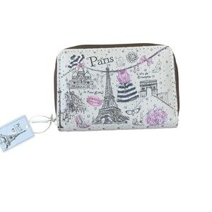 NWTParis Themed Eiffel Tower Paris France Zip Around Wallet Coin Purse